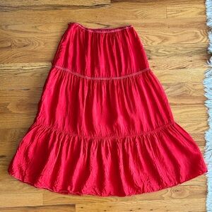 Vintage Red Ruffle Tiered Slip Skirt Petticoat S